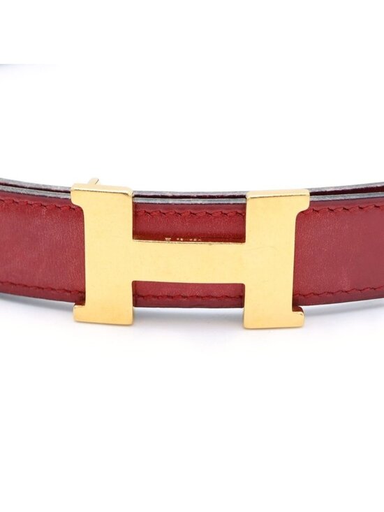 Hermes Constance Leather Belt Red Black Box Calf 70 S Gold main image 4